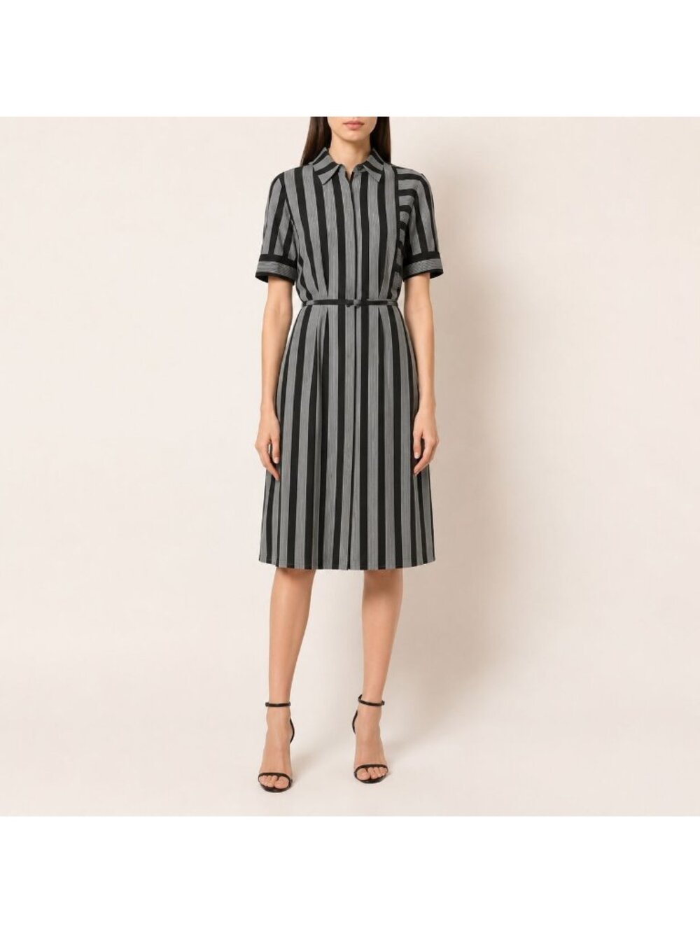 NWT $1495 Altuzarra Kieran Striped Shirt Dress Black Multi Size 4